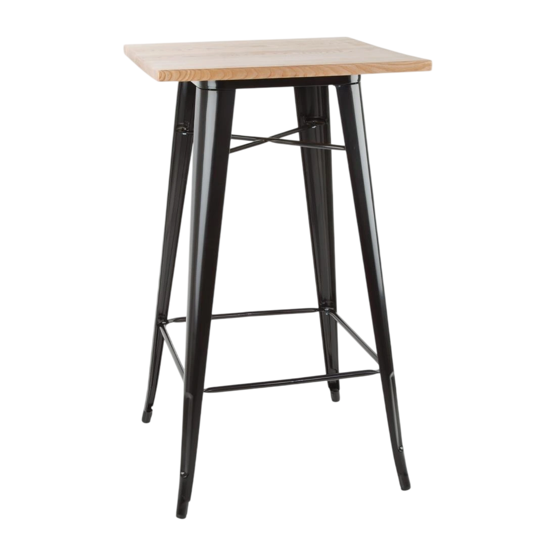 Bolero Bistro Bar Table with Wooden Top Black