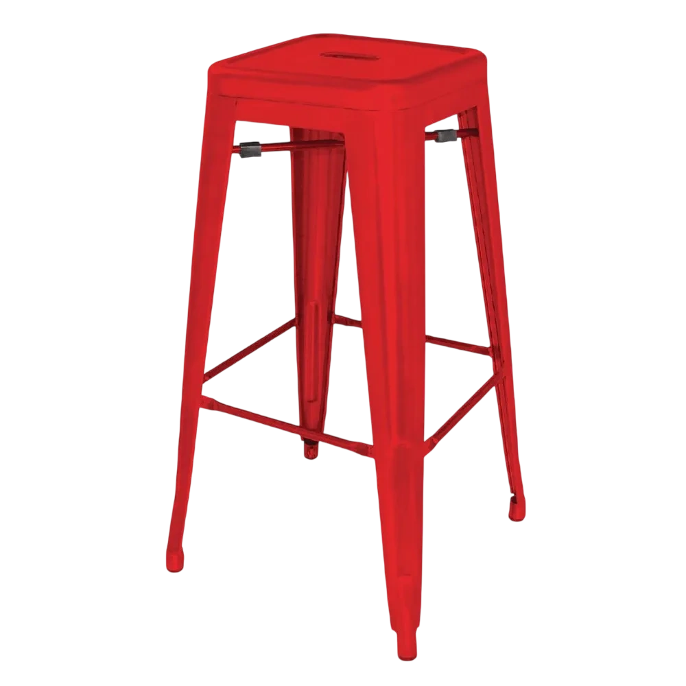 Bolero Red Steel Bistro High Stool (Pack 4)