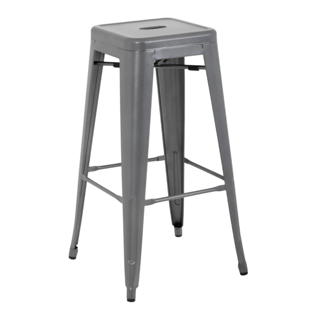 Bolero Gun Metal Grey Steel Bistro High Stool (Pack 4)