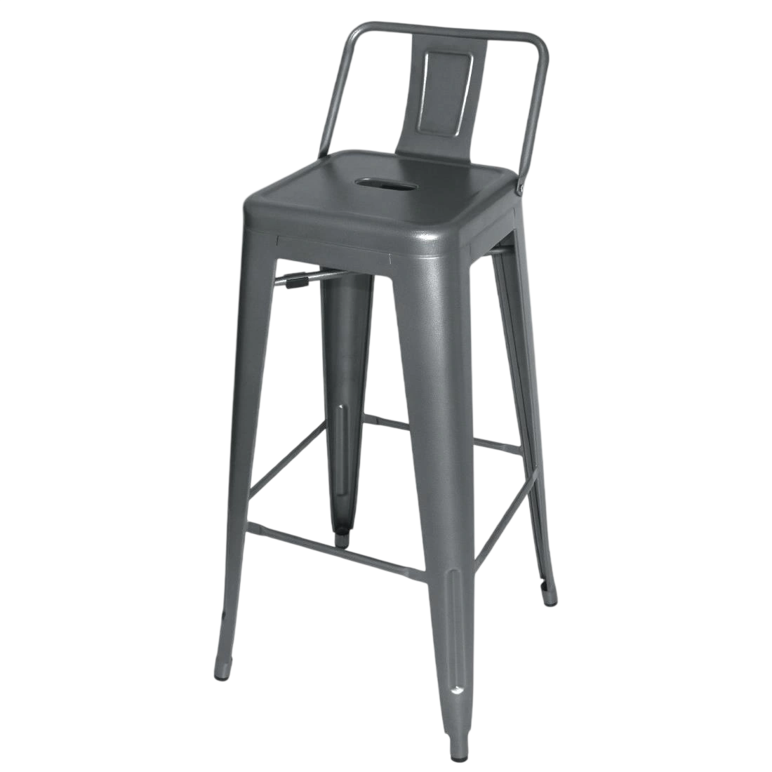 Bolero Gun Metal Grey Steel Bistro High Stool with backrest (Pack 4)