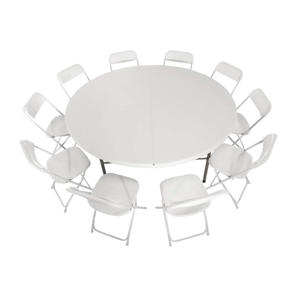 Bolero Centre Folding Table Round White Top - 180cm