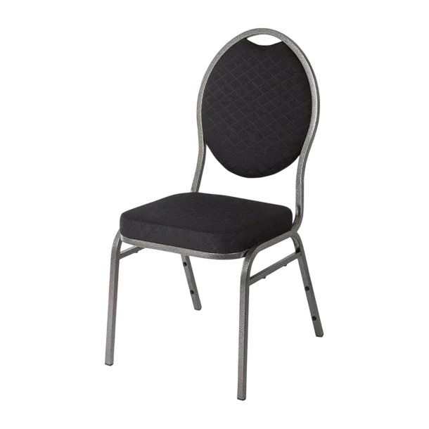 Bolero Steel Banqueting Chair Oval Back with Black Plain Cloth (Pack 4) commercial kitchen equipment