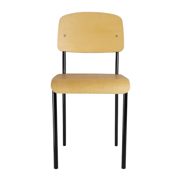 Bolero Wooden Dining Chair with Black Steel Frame (Pack 4) commercial kitchen equipment