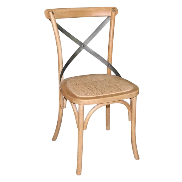 Bolero Wooden Dining Chair with Metal Cross Backrest (Box 2) Natural Finish commercial kitchen equipment