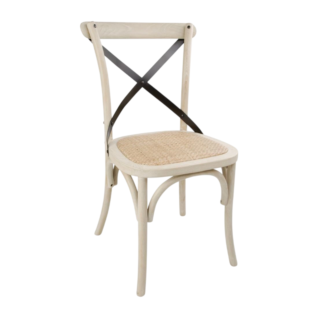 Bolero Wooden Dining Chair with Metal Cross Backrest Earthwash Finish (Box 2)