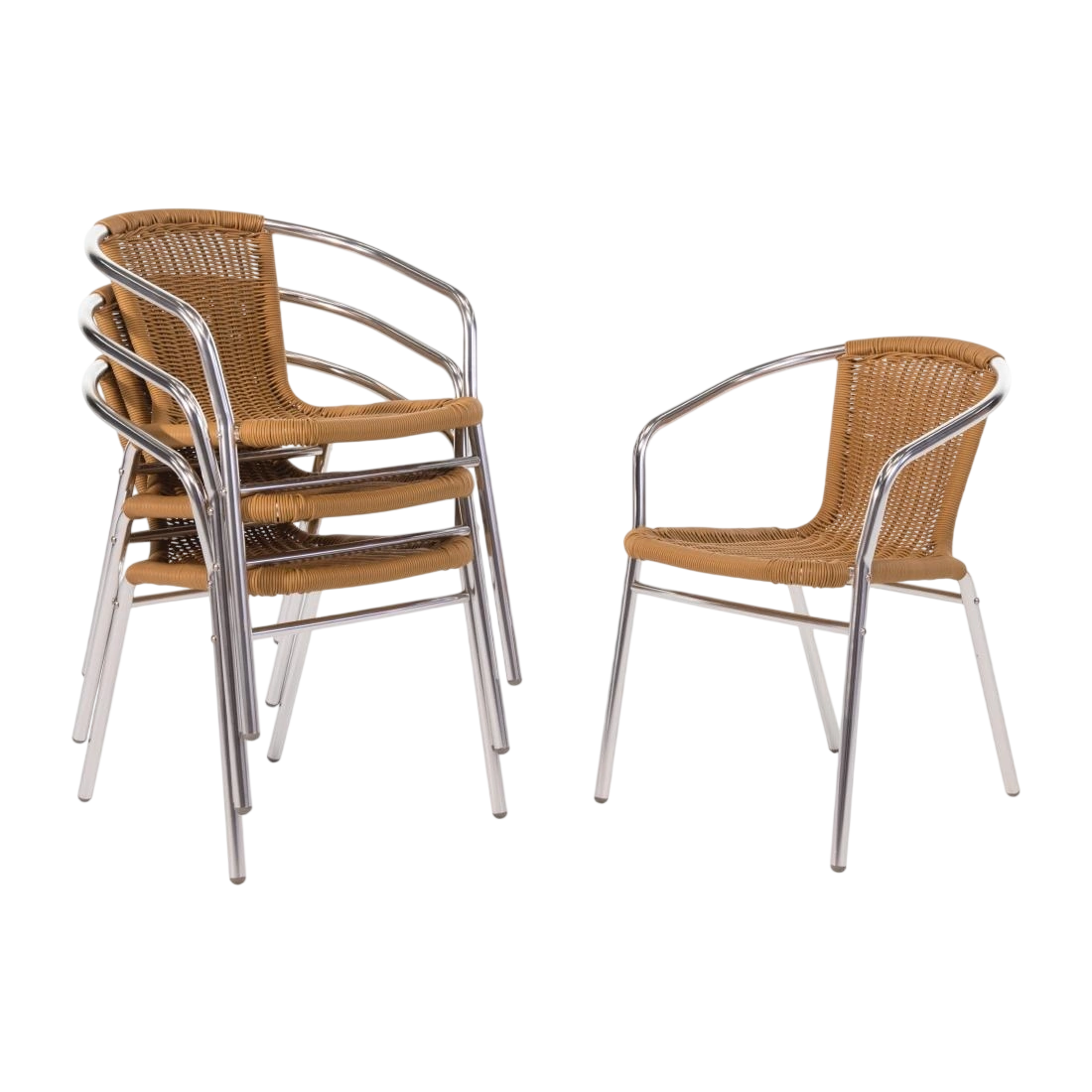 Bolero Natural Wicker Chair with Aluminium Frame (Pack 4)