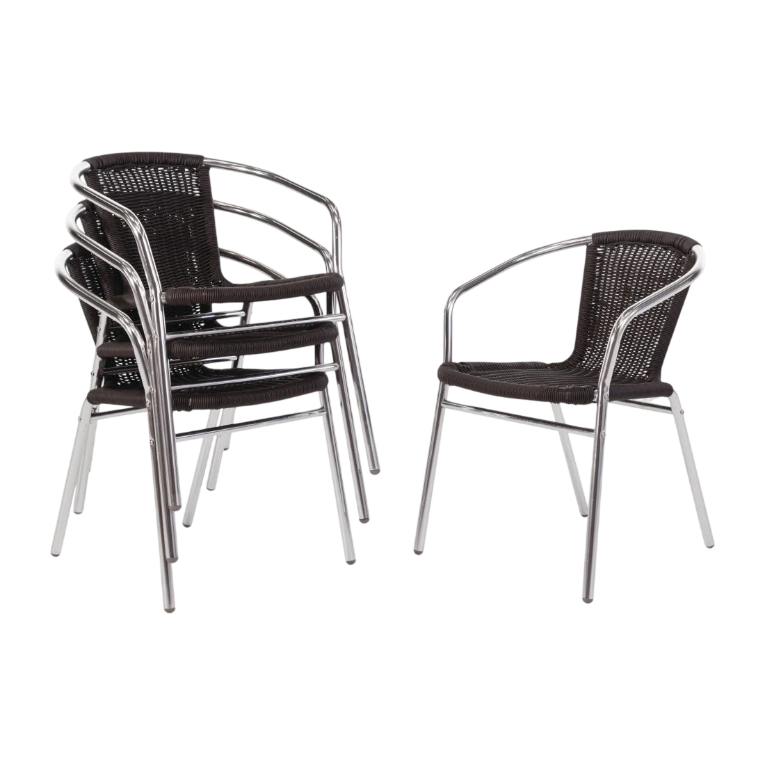 Bolero Black Wicker Chair with Aluminium Frame (Pack 4)