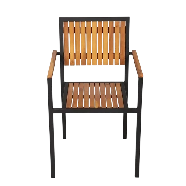 Bolero Steel & Acacia ArmChair (Pack 4) commercial kitchen equipment