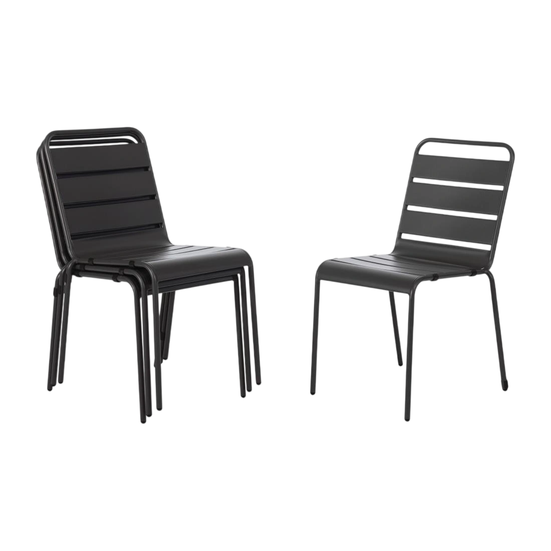 Bolero Slatted Steel Side Chair Grey (Pack 4)