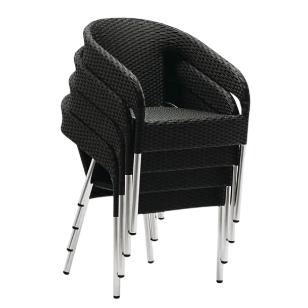 Bolero CG223 Wicker Wraparound Bistro Chairs – Charcoal (Pack of 4) commercial kitchen equipment