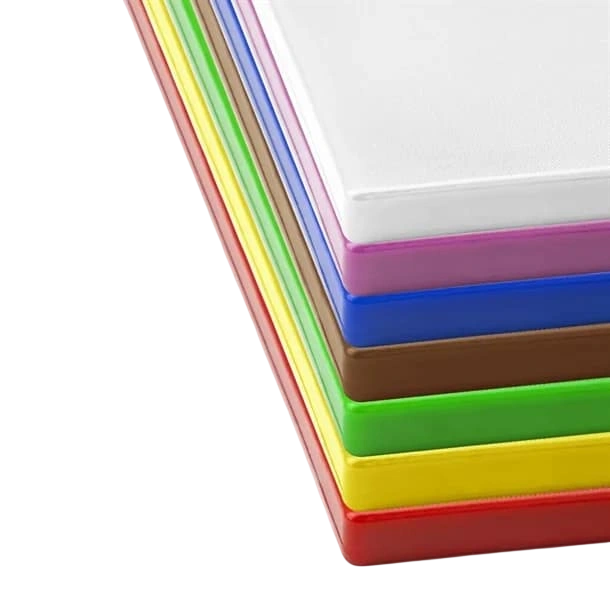 Hygiplas CH044 Low-Density Colour Coded Chopping Board Set – 7pc 450x300mm commercial kitchen equipment