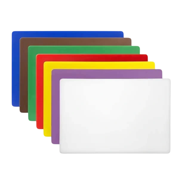 Hygiplas CH048 Low-Density Colour Coded Chopping Board Set – 7pc 600x450mm commercial kitchen equipment