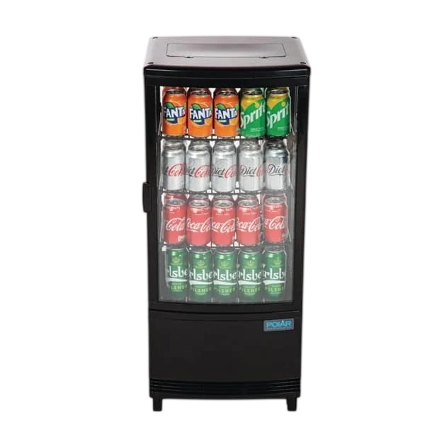 Polar CX574-A C-Series 86L Curved Glass Display Fridge – Black Finish commercial kitchen equipment