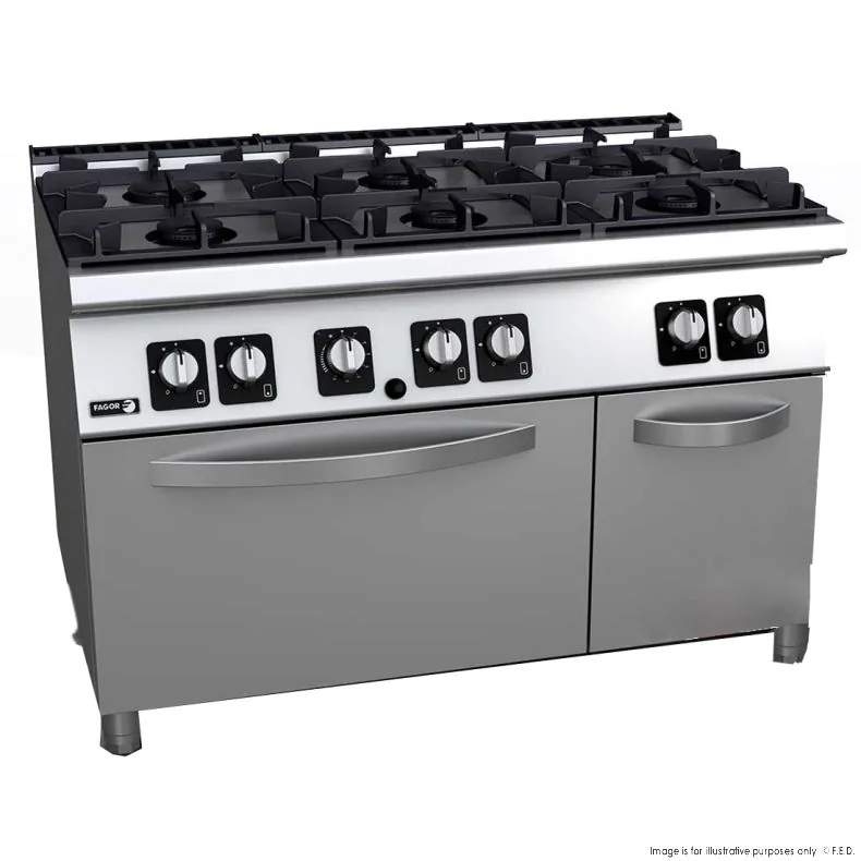 Fagor Kore 700 C-G761H 6 burner gas range with static oven, stainless steel, 1200mm wide