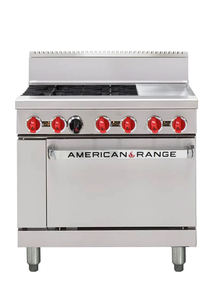 American Range AAR.4B.12G 36 inch gas oven range 4 burner 12 inch griddle stainless steel commercial oven range Australia
