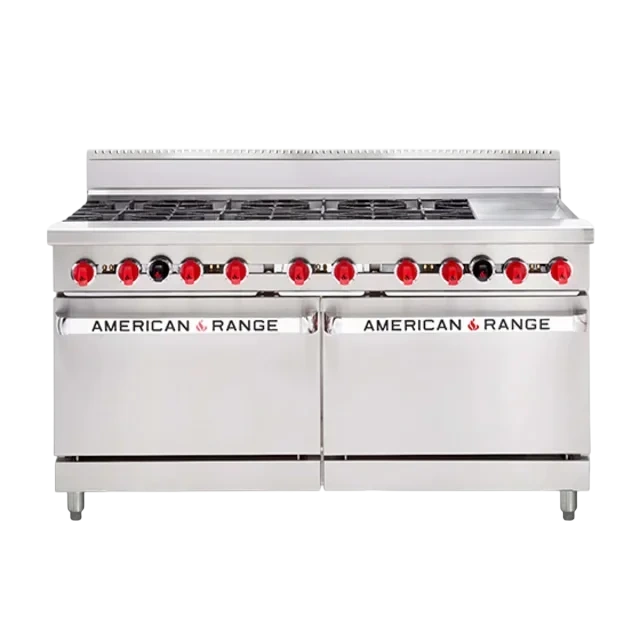 American Range AAR.8B.12G Gas Oven Range – 8 Burners + 305mm Griddle, Double Oven commercial kitchen equipment