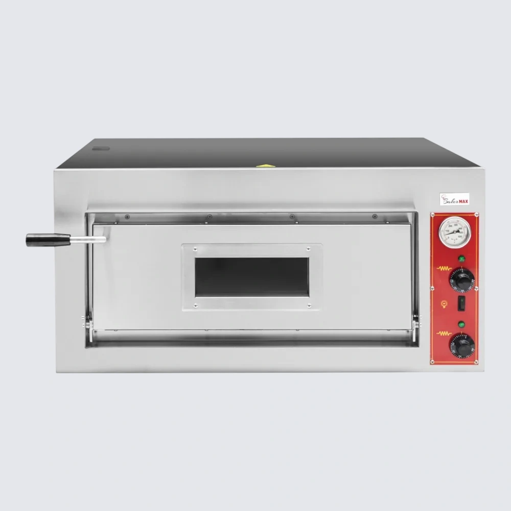 Bakermax EP-2-1E Black Panther pizza deck oven, 4 pizza capacity, 500°C, stone sole, stainless front – Australia