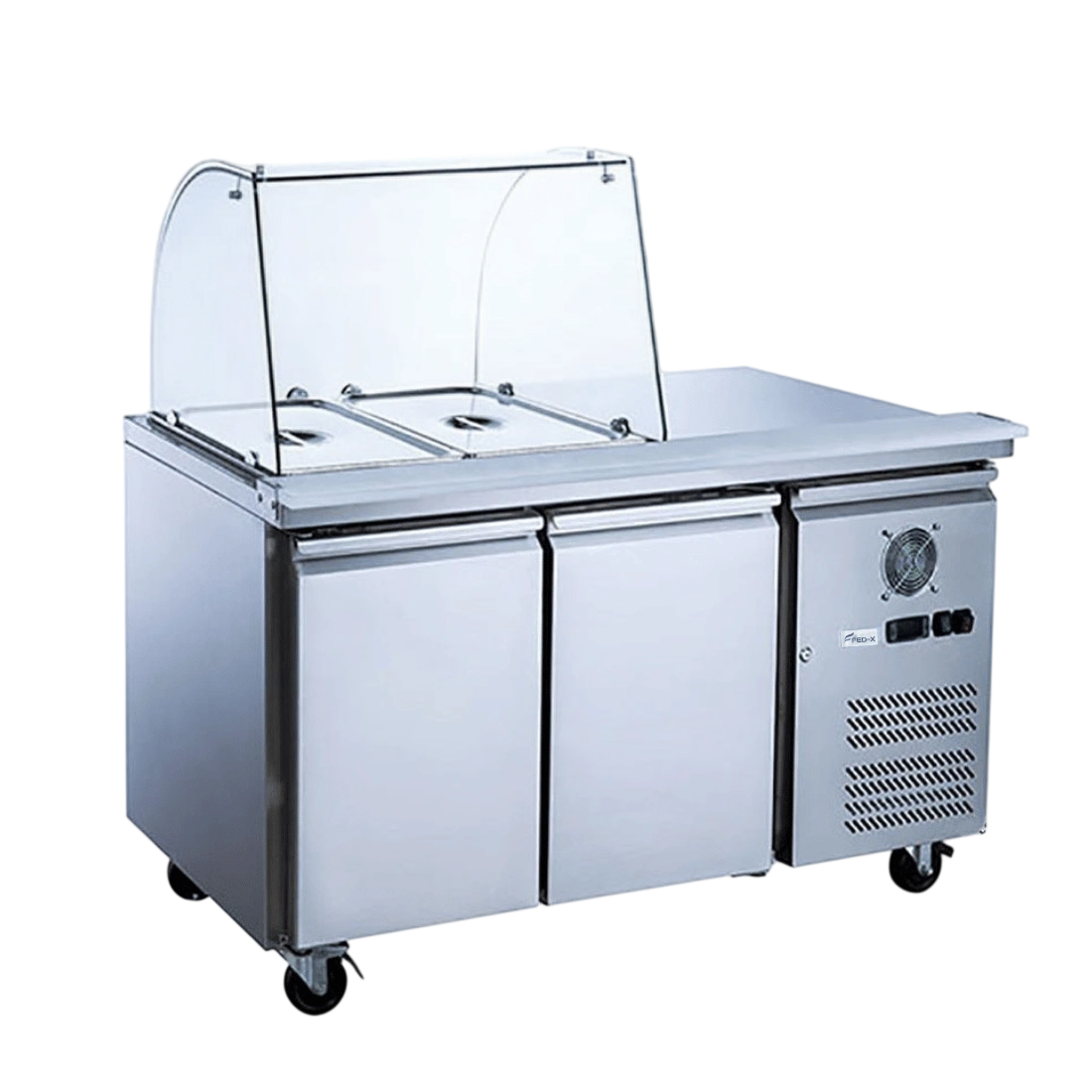 FED-X XTHP2100SALGC Salad Prep Fridge | 314L | 2 Doors | Curved Glass | Fan-Cooled commercial kitchen equipment