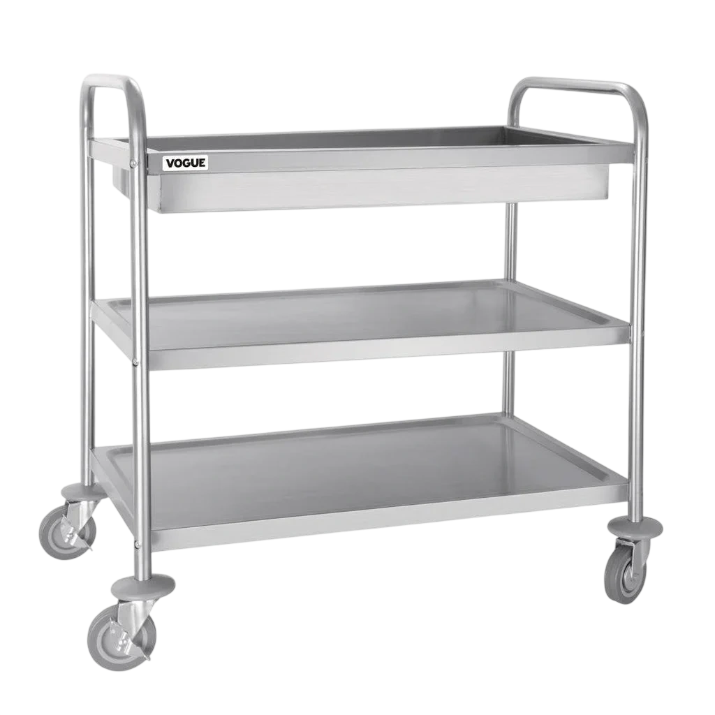 Vogue CC365 3 Tier Deep Tray Clearing Trolley – Stainless Steel, 940×855×535mm commercial kitchen equipment