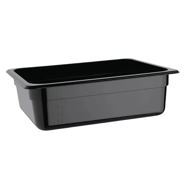 Vogue U459 Black Polycarbonate GN Pan – 1/2 GN x 100mm, 6.2L Capacity commercial kitchen equipment