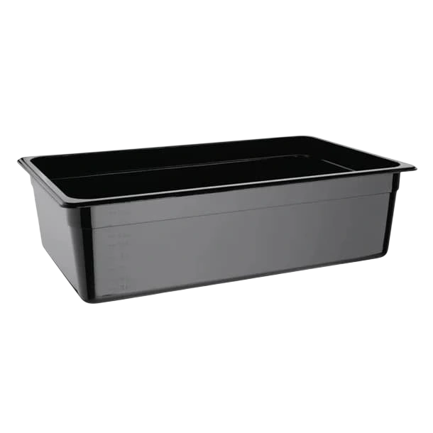 Vogue U456 Black Polycarbonate GN Pan – 1/1 GN x 150mm, 19.5L Capacity commercial kitchen equipment