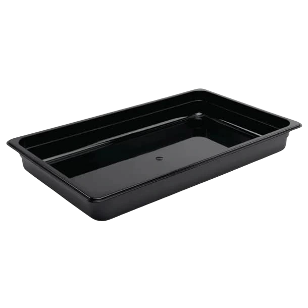 Vogue U454 Black Polycarbonate GN Pan – 1/1 GN x 65mm, 8.5L Capacity commercial kitchen equipment