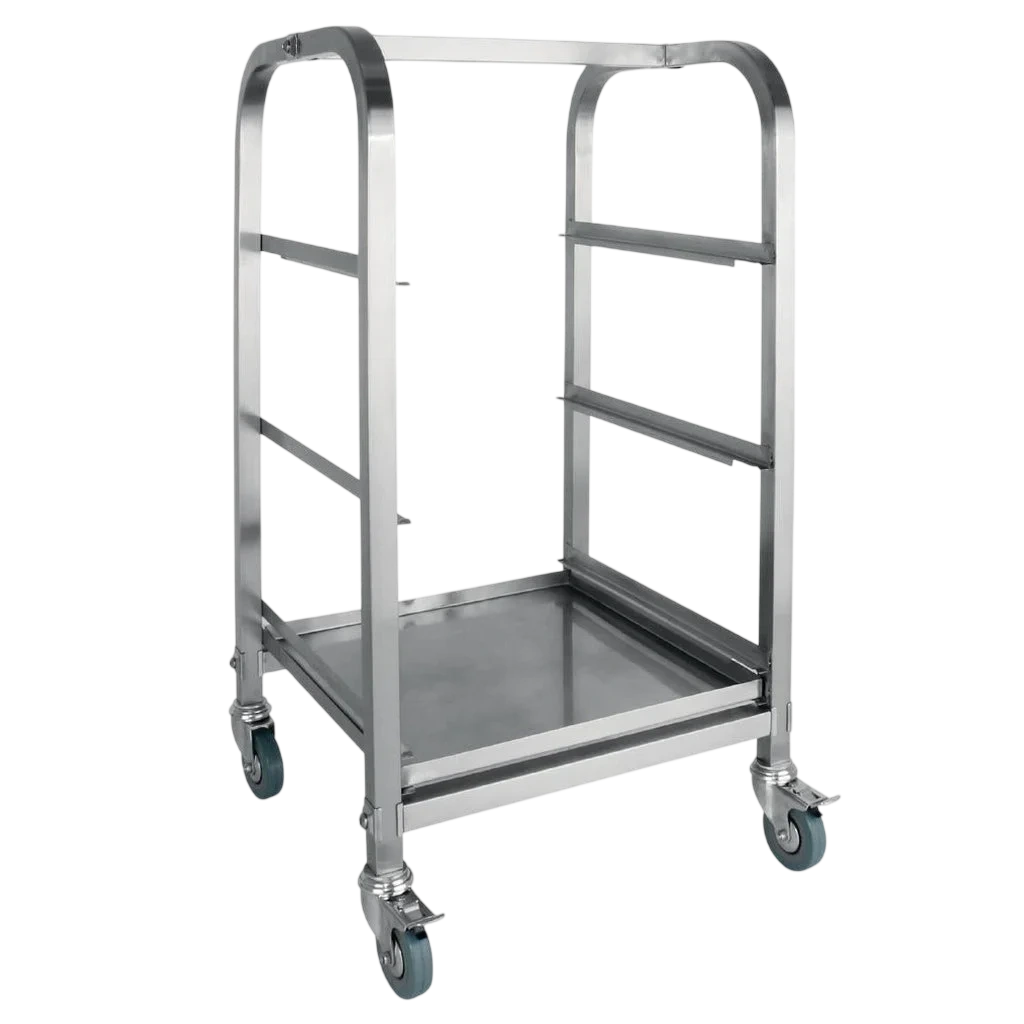 Vogue CL269 3 Tier Glass Racking Trolley – Stainless Steel, 425mm Baskets commercial kitchen equipment