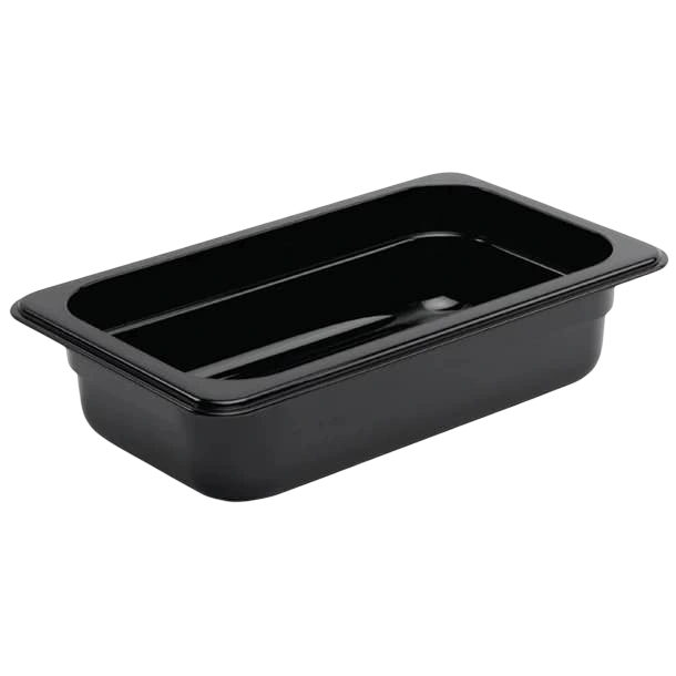 Vogue U466 Black Polycarbonate GN Pan – 1/4 GN x 65mm, 1.7L Capacity commercial kitchen equipment