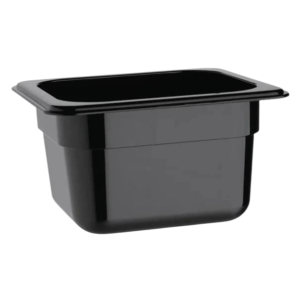 Vogue U470 Black Polycarbonate GN Pan – 1/6 GN x 100mm, 1.6L Capacity commercial kitchen equipment