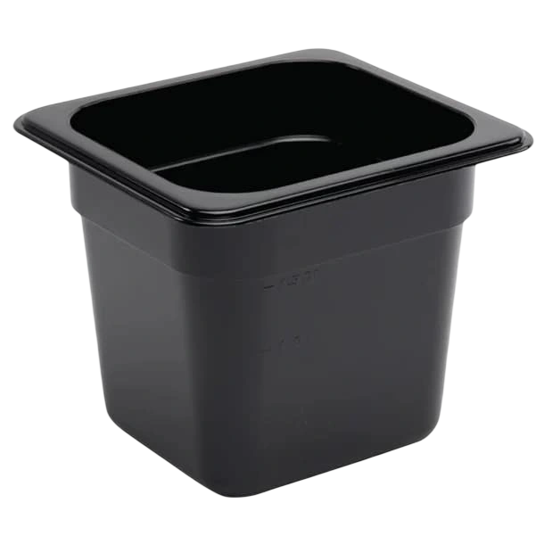 Vogue U471 Black Polycarbonate GN Pan – 1/6 GN x 150mm, 2.3L Capacity commercial kitchen equipment