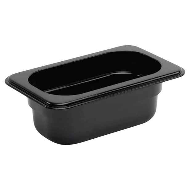 Vogue U472 Black Polycarbonate GN Pan – 1/9 GN x 65mm, 600ml Capacity commercial kitchen equipment