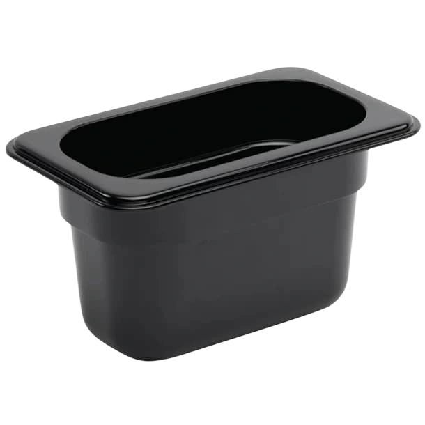 Vogue U473 Black Polycarbonate GN Pan – 1/9 GN x 100mm, 870ml Capacity commercial kitchen equipment