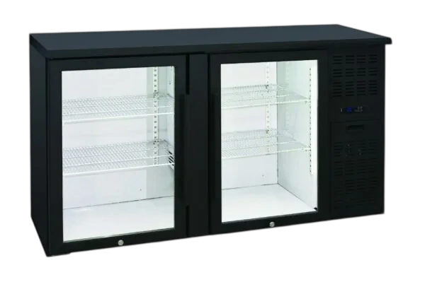 Anvil BBZ0200 Two Door Glass Backbar Fridge – 315L R290 | Black Finish commercial kitchen equipment