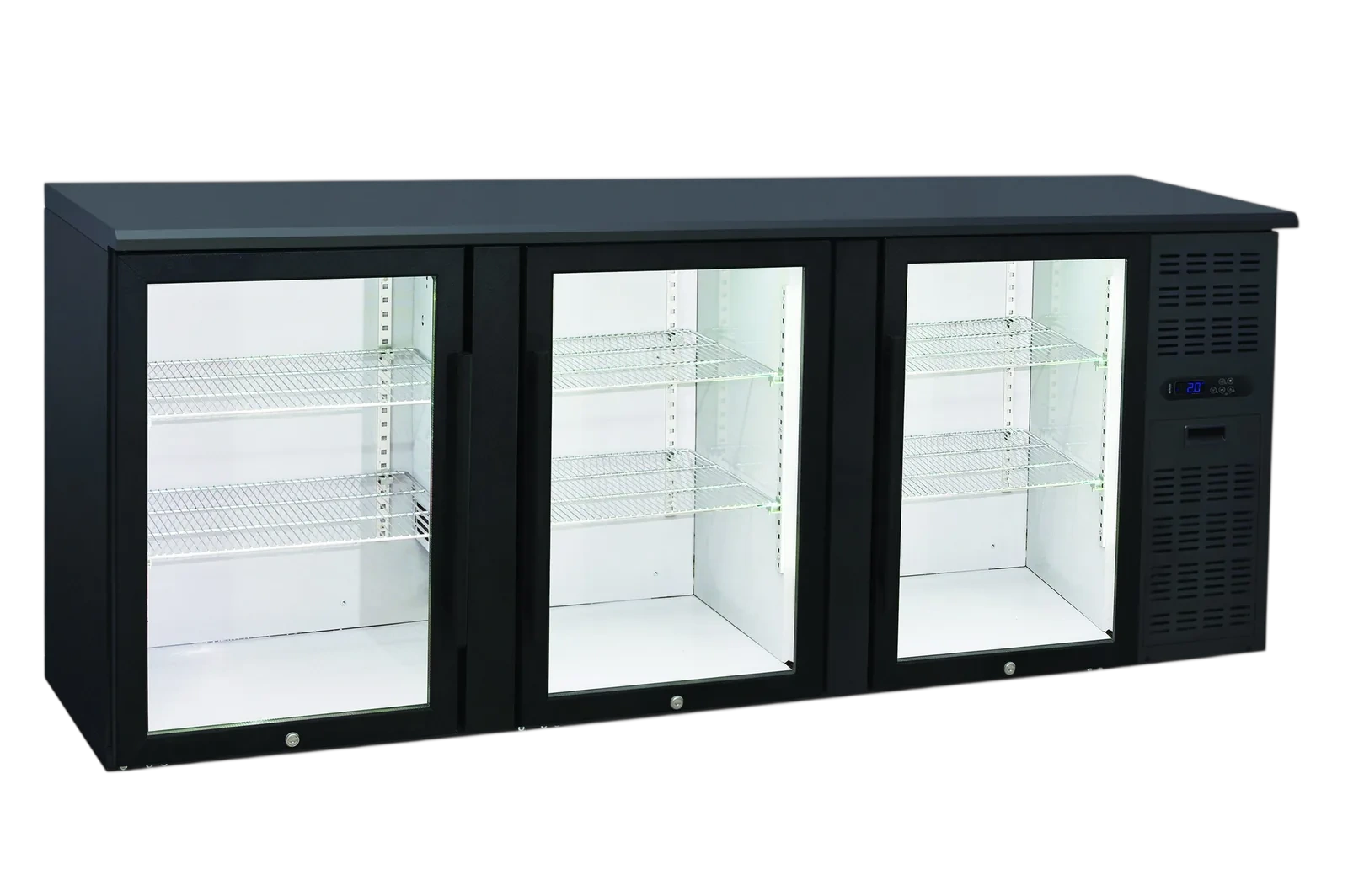Anvil BBZ0300 Three Door Glass Backbar Fridge – 500L Black | Commercial commercial kitchen equipment