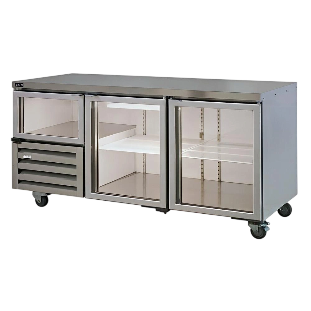 Anvil UBG6180(H) Glass Door Bench Fridge – 535L, 2½ Glass Doors | KW commercial kitchen equipment
