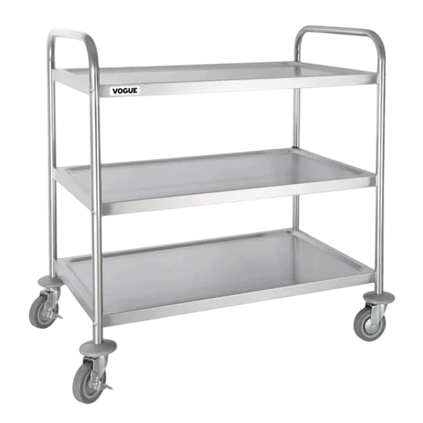 Vogue F995 3 Tier Clearing Trolley – Large Stainless Steel, 128kg Capacity commercial kitchen equipment