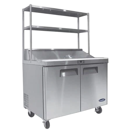 Atosa MSF8302OS 2-Door Sandwich Prep Fridge with Overshelf commercial kitchen equipment