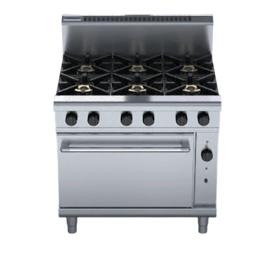 Waldorf RN8610GC Gas Range – 900 mm, 6 Burners with GN2/1 Convection Oven commercial kitchen equipment