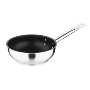 Vogue FC098 stainless steel non-stick sauté pan with Teflon Platinum Plus coating, 200mm, induction compatible – front view, Australia