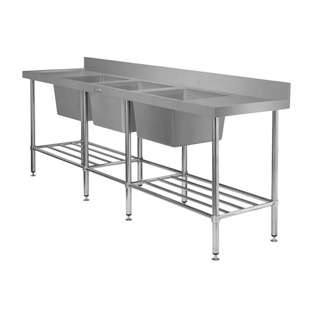 Simply Stainless SS24.7.2400.TB Triple Bowl Sink – 2400x700mm Sink Bench commercial kitchen equipment