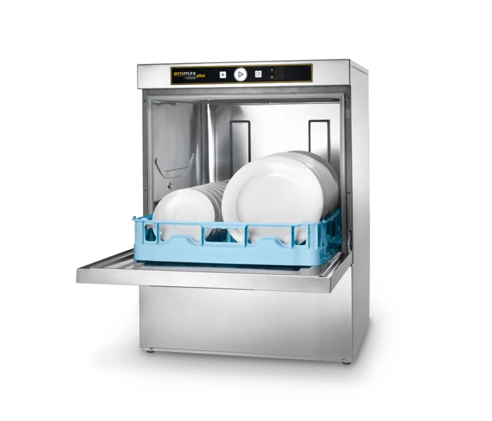 Hobart Ecomax Plus F515 undercounter dishwasher 500×500 rack, 60 racks/hr, 2.0 L water per cycle – front view, Australia