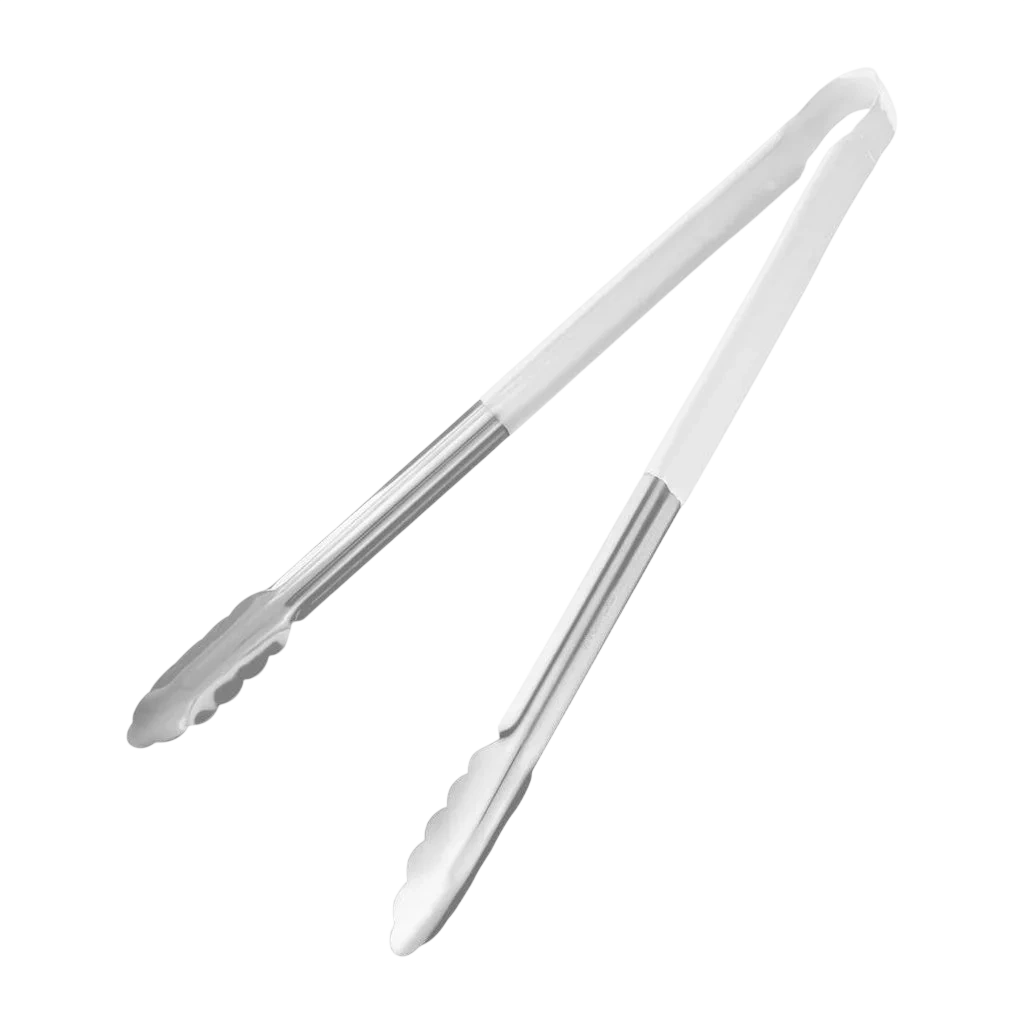 Hygiplas FX131 Stainless Colour-Coded Serving Tong – White, 405mm (Food-Safe Hygiene Control) commercial kitchen equipment