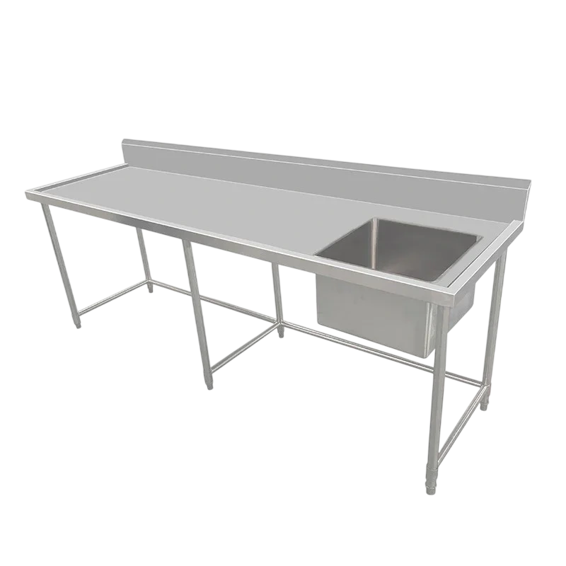 Kitchen Knock 631574 ASS-2170R Single-Sink Work Bench with Leg Brace — Right sink, 700mm Deep
