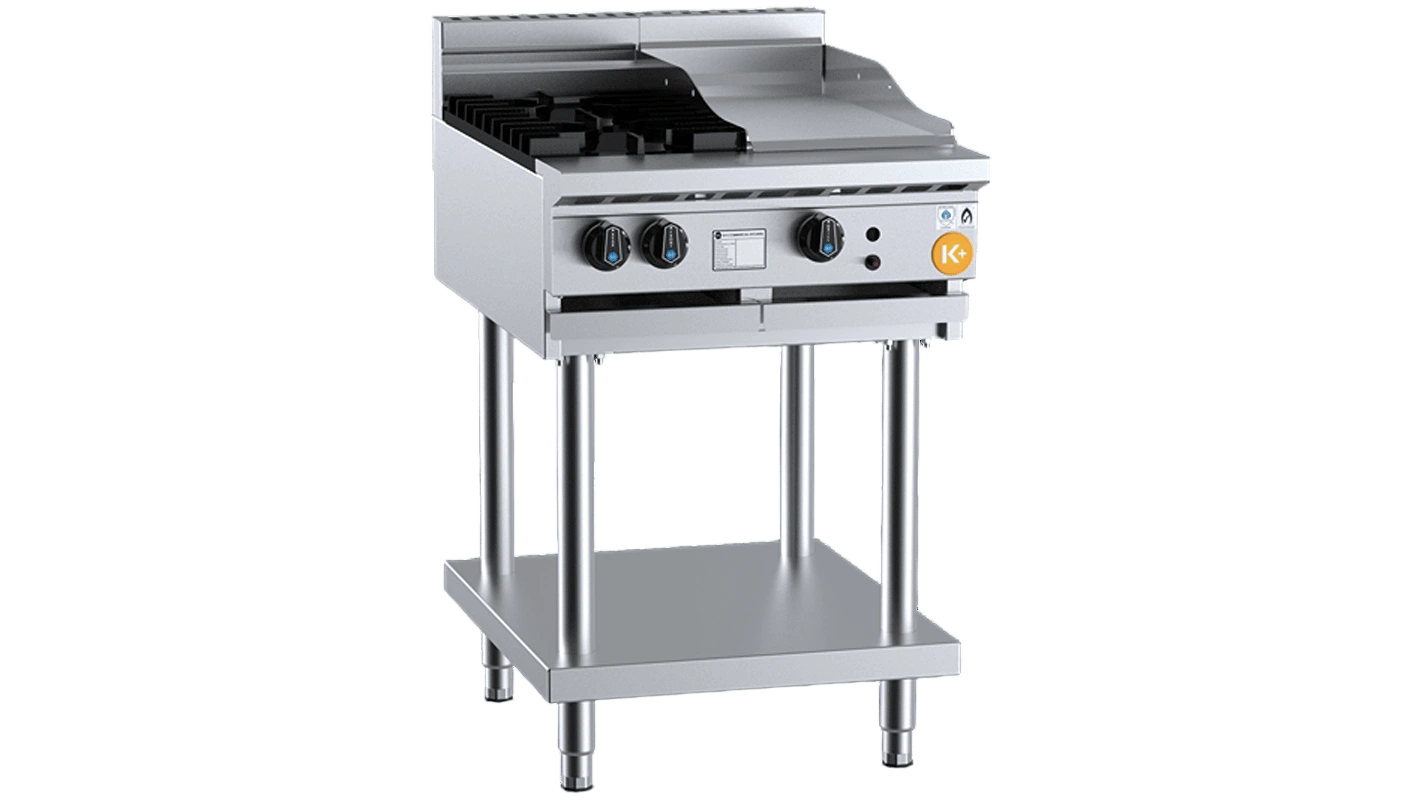 B+S K+ Series KBT-SB2-GRP3 Combination Two Burners & 300 mm Grill Plate – 82 MJ/h NG commercial kitchen equipment