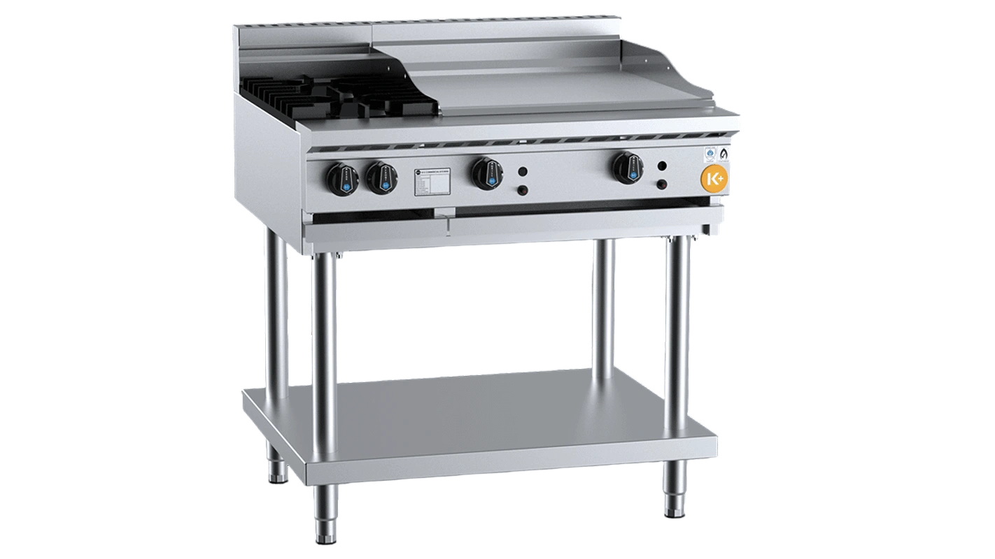B+S K+ Series KBT-SB2-GRP6 Combination Two Burners & 600 mm Grill Plate – 104 MJ/h NG commercial kitchen equipment