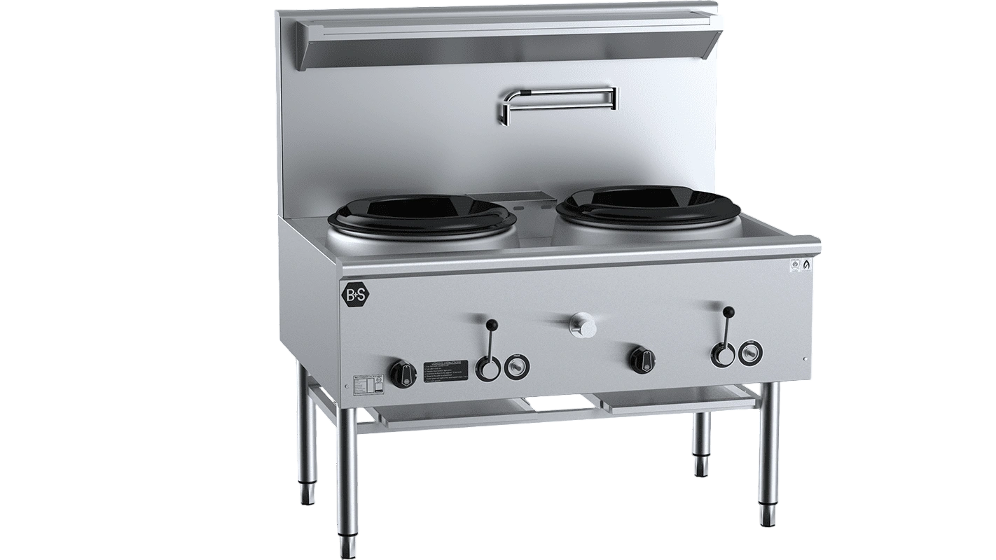 B+S Black UFWWD-2 Two Hole Deluxe Waterless Wok Table – 1200 mm commercial kitchen equipment