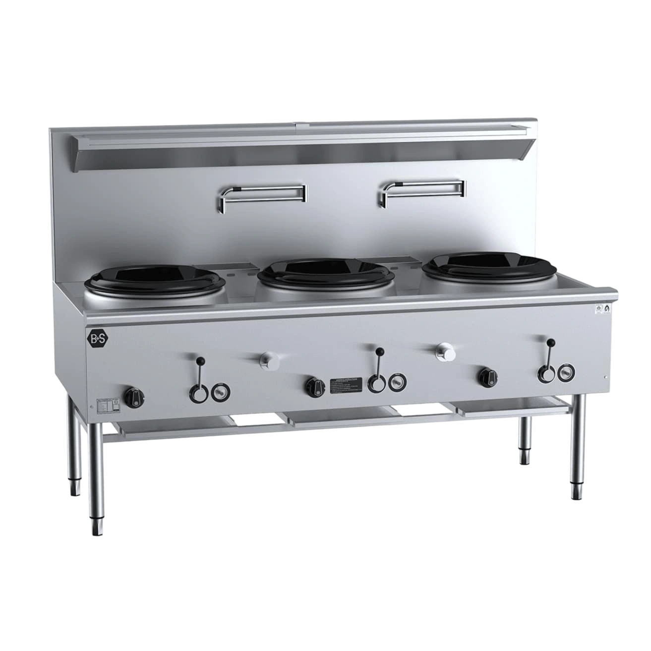 B+S Black UFWWD-3 Three Hole Deluxe Waterless Wok Table – 1800mm commercial kitchen equipment