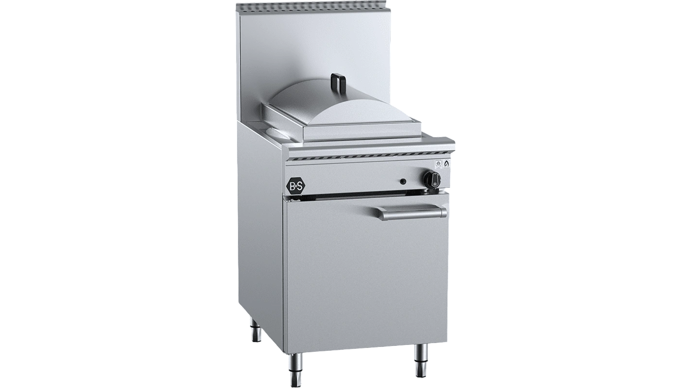 B+S Black CFPSF-1HE Single Hole Waterless Heat Exchange Steamer with Cheung Fun Insert commercial kitchen equipment