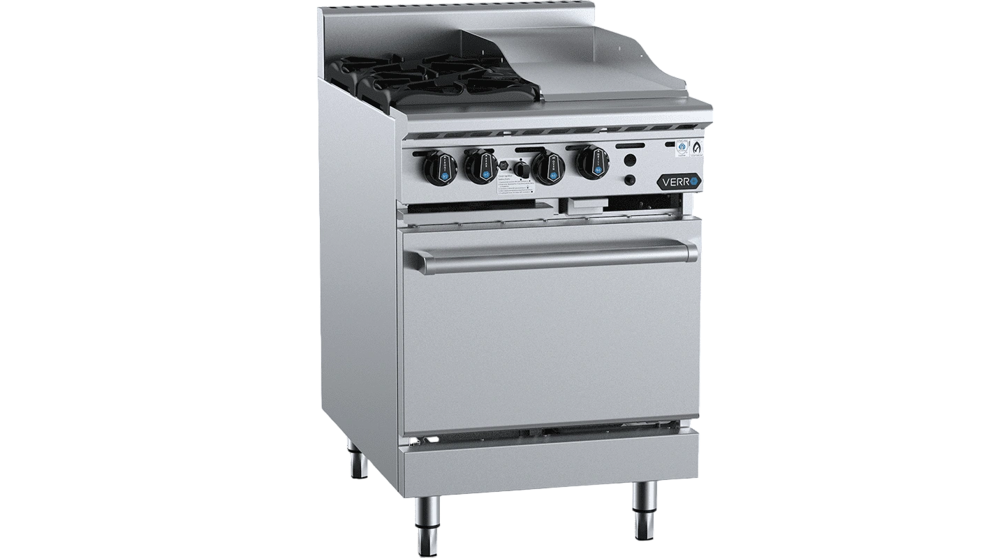 Verro VOV-SB2-GRP3 Gas Oven Range – 2 Burners + 300mm Grill Plate, 600mm commercial kitchen equipment