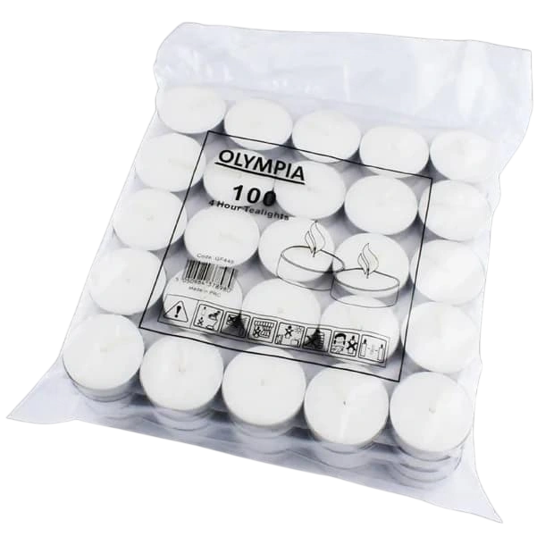 Olympia GF448 4-Hour Tealights – Pack of 100 commercial kitchen equipment
